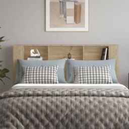 Berkfield Home Headboard Cabinet Sonoma Oak 180x18.5x104.5 cm in Brown - thumbnail 3