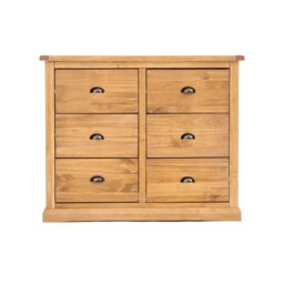 Cabinet Bits Lucca 6 Drawer Chest of Drawers Brass Cup Handle in Light Brown