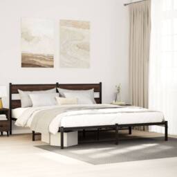 Berkfield Home Bed Frame without Mattress with Headboard Brown Oak 200x200 cm - thumbnail 1
