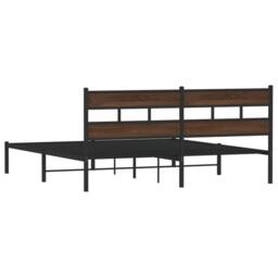 Berkfield Home Bed Frame without Mattress with Headboard Brown Oak 200x200 cm - thumbnail 6