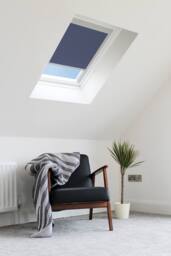 Bloc Blinds Solar Powered Blackout Blind for Velux Roof Windows - Navy in Silver - Size: U04 - thumbnail 3