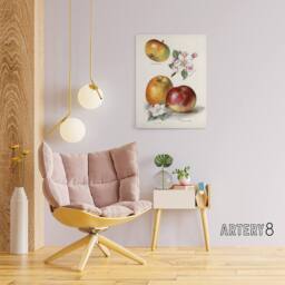 "Artery8 King of Pippins Apple Vintage Illustration Wright Canvas Wall Art in White - Size: W12"" x H16""" - thumbnail 3