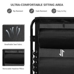 Costway Set of 2 Folding Zero Gravity Chairs Outdoor Patio Recliners Removable Headrests in Black - thumbnail 6