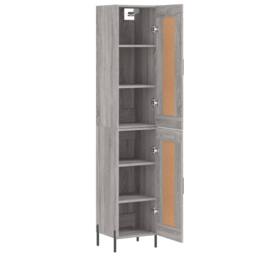 Berkfield Home Highboard Grey Sonoma 34.5x34x180 cm Engineered Wood - thumbnail 4