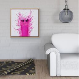 Warren Reed - Designer Pink Splashart Glass With Glasses Framed Canvas in Light Brown - Size: w40 inch x h40 inch - thumbnail 2