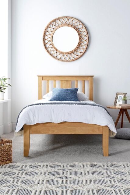 Time4sleep Malmo Oak Finish Wooden Bed Frame in Light Oak - Size: Single - image 1