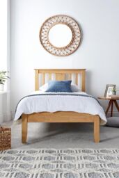 Time4sleep Malmo Oak Finish Wooden Bed Frame in Light Oak - Size: Single - thumbnail 1