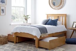 Time4sleep Malmo Oak Finish Wooden Bed Frame in Light Oak - Size: Single - thumbnail 4