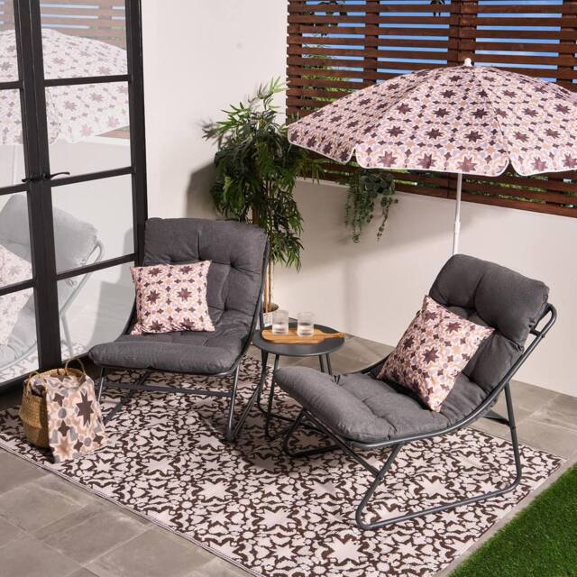 OHS Mykonos Bistro Set Outdoor Table Chair Garden Patio Furniture in Grey - image 1