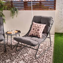 OHS Mykonos Bistro Set Outdoor Table Chair Garden Patio Furniture in Grey - thumbnail 3