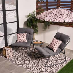 OHS Mykonos Bistro Set Outdoor Table Chair Garden Patio Furniture in Grey - thumbnail 1
