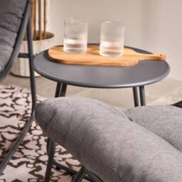 OHS Mykonos Bistro Set Outdoor Table Chair Garden Patio Furniture in Grey - thumbnail 2