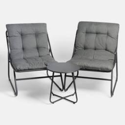 OHS Mykonos Bistro Set Outdoor Table Chair Garden Patio Furniture in Grey - thumbnail 5