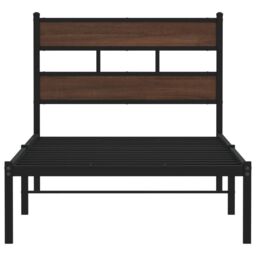 Berkfield Home Bed Frame without Mattress with Headboard Brown Oak 75x190 cm Small Single - thumbnail 4
