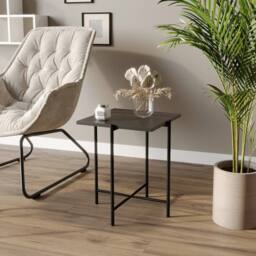 Havendro Black Square Set of 2 Marble Effect Coffee Tables Metal Frame - thumbnail 4