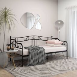 Berkfield Home Sofa Bed Frame Black Metal 90x200 cm - thumbnail 1