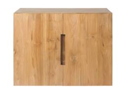 Vente-unique Wall-Hung Teak Bathroom Unit With Single Basin - 80 Cm - SAWAN in Light Oak - thumbnail 5