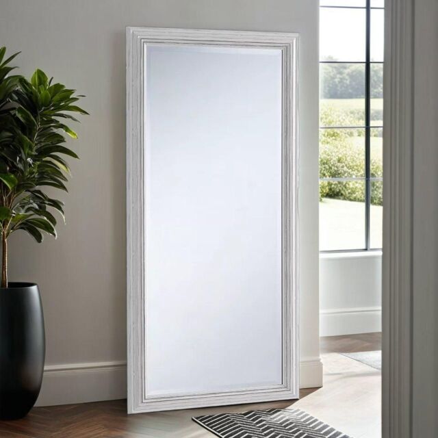 Yearn Mirrors Yearn Distressed White Framed Wall Mirror 166.5x75cm - Size: 166.5x75 cm - image 1