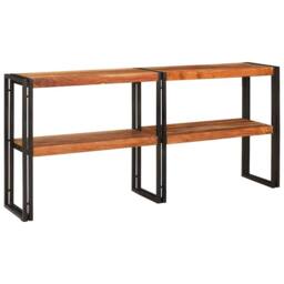 Berkfield Home Beautiful Console Table 160x33x75 cm Solid Rough Acacia in Brown - Size: 160 x 33 x 75 cm - thumbnail 5