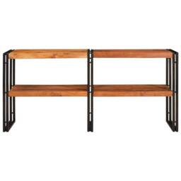Berkfield Home Beautiful Console Table 160x33x75 cm Solid Rough Acacia in Brown - Size: 160 x 33 x 75 cm - thumbnail 1
