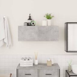 Berkfield Home Decorative Bathroom Wall Cabinet Concrete Grey 80x25x30 cm Engine - Size: 80 x 25 x 30 cm