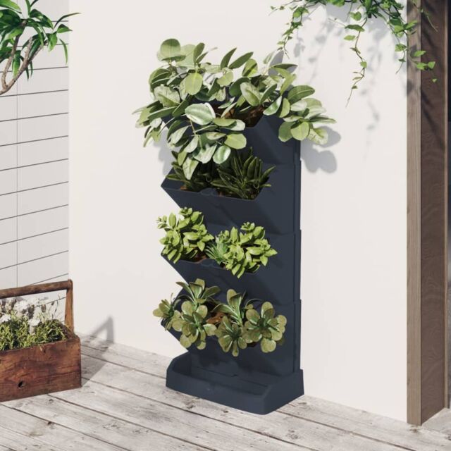 Berkfield Home Vertical Garden Plant Set 4 pcs Anthracite Polypropylene in Black - image 1