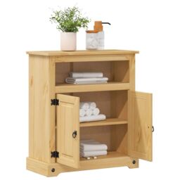 Berkfield Home Bathroom Cabinet Corona 70x33x80 cm Solid Wood Pine in Brown - Size: 70 x 33 x 80 cm - thumbnail 3