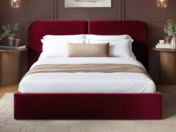 Solace+Co Lena Velvet Ottoman Bed Burgundy - Size: Double - thumbnail 2