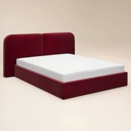 Solace+Co Lena Velvet Ottoman Bed Burgundy - Size: Double - thumbnail 5