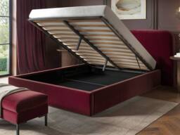 Solace+Co Lena Velvet Ottoman Bed Burgundy - Size: Double - thumbnail 3