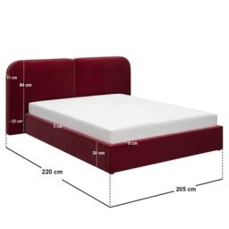 Solace+Co Lena Velvet Ottoman Bed Burgundy - Size: Double - thumbnail 6