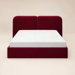 Solace+Co Lena Velvet Ottoman Bed Burgundy - Size: Double - thumbnail 4