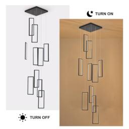 NIVOR 10 LED High Ceiling Staircase Chandelier Dimmable LED Pendant Lamp in Black - thumbnail 3