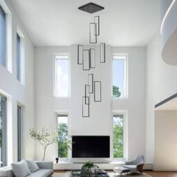 NIVOR 10 LED High Ceiling Staircase Chandelier Dimmable LED Pendant Lamp in Black - thumbnail 6