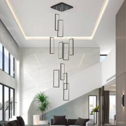 NIVOR 10 LED High Ceiling Staircase Chandelier Dimmable LED Pendant Lamp in Black - thumbnail 8