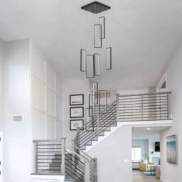 NIVOR 10 LED High Ceiling Staircase Chandelier Dimmable LED Pendant Lamp in Black - thumbnail 5