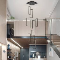 NIVOR 10 LED High Ceiling Staircase Chandelier Dimmable LED Pendant Lamp in Black - thumbnail 7