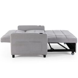 More4Homes Hudson 2-Seater Sofa Bed Linen Fabric with Cup Holders in Light Grey - thumbnail 3