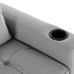 More4Homes Hudson 2-Seater Sofa Bed Linen Fabric with Cup Holders in Light Grey - thumbnail 4