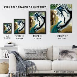 Artery8 Barnyard Fantasy Abstract Landscape Dove Framed Wall Art Print - Size: A4 - thumbnail 3