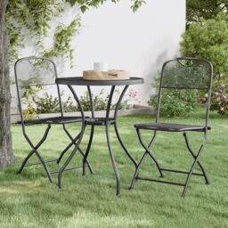 Berkfield Home Folding Garden Chairs 2 pcs Expanded Metal Mesh Anthracite in Black - thumbnail 1