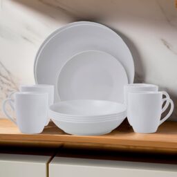 Orsina 16-Piece Dinner Set, Modern White Porcelain Dinner Set, 16 Piece White Dinner Set Ideal for Four Diners - thumbnail 1