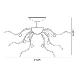 Netlighting Lily Ceiling 6 Light G9 Polished Chrome Sand Glass in Grey - thumbnail 3
