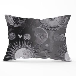 Warren Reed - Designer Black Grey Abstract Sun & Moon Cushions - Size: 60 cm x 60 cm - thumbnail 1