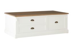 Orsina Durable Low Coffee Table, Wooden Top Decorative Coffee Table For Livingroom, Sturdy Modern Coffee Table in White - thumbnail 2
