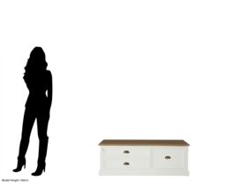 Orsina Durable Low Coffee Table, Wooden Top Decorative Coffee Table For Livingroom, Sturdy Modern Coffee Table in White - thumbnail 4