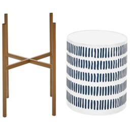 Wyld and Coco White Blue Gold Iron Plant Stand 31 x 31 x 58 cm - Size: Medium - thumbnail 3