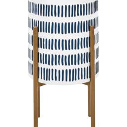 Wyld and Coco White Blue Gold Iron Plant Stand 31 x 31 x 58 cm - Size: Medium - thumbnail 2