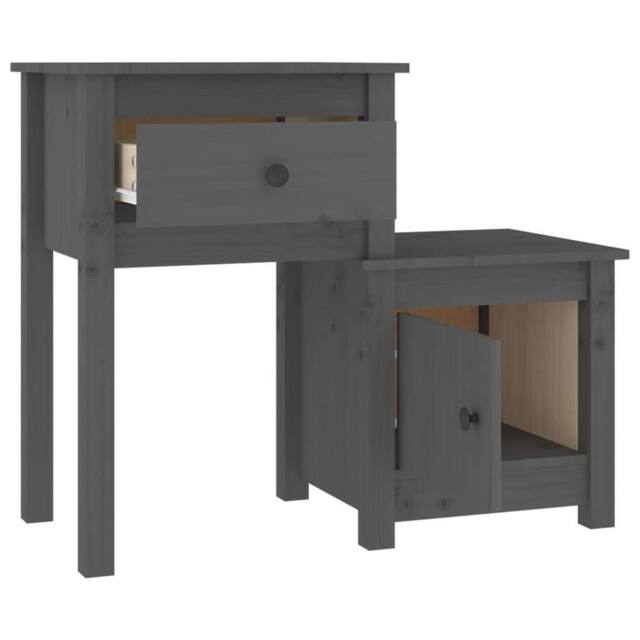 Berkfield Home Beautiful Bedside Cabinet Grey 79.5x38x65.5 cm Solid Wood Pine - image 1