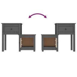 Berkfield Home Beautiful Bedside Cabinet Grey 79.5x38x65.5 cm Solid Wood Pine - thumbnail 5